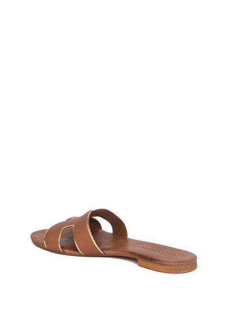 Tan leather sandal VINCENT VEGA | P106 HDLVIT-CUOIO